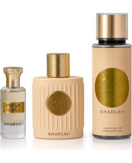 KHADLAJ CREAM VELVET DÁRKOVÁ SADA EDP 100 ML, TĚLOVÝ SPREJ 250 ML A PARFÉMOVANÝ OLEJ 24 ML