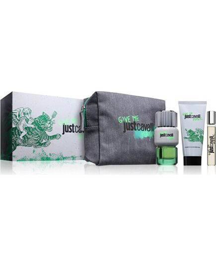 CAVALLI ROBERTO JUST CAVALLI GIVE ME MAGIC DÁRKOVÁ SADA EDT 90 ML, SPRCHOVÝ GEL 100 ML, MINIATURKA EDT 15 ML A KOSMETICKÁ TAŠKA