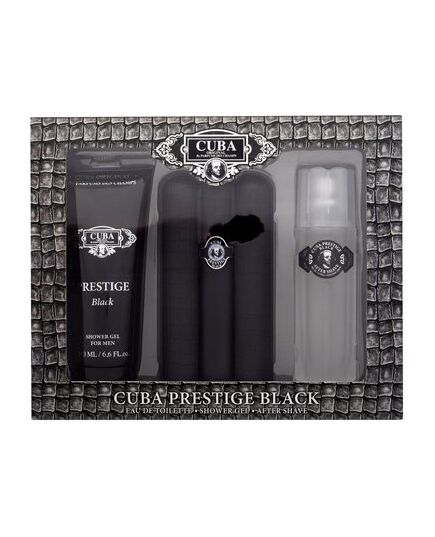 CUBA PRESTIGE BLACK GIFT SET EDT 90 ML, SHOWER GEL 200 ML AND AFTERSHAVE 100 ML