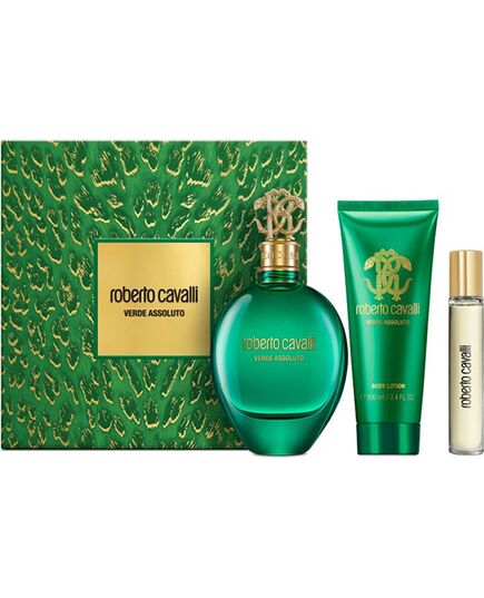 CAVALLI ROBERTO SIGNATURE VERDE ASSOLUTO DÁRKOVÁ SADA EDP 75 ML, TĚLOVÉ MLÉKO 100 ML A MINIATURKA EDP 15 ML