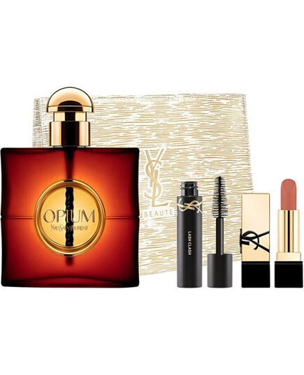 YVES SAINT LAURENT OPIUM DÁRKOVÁ SADA EDP 90 ML, ŘASENKA 2 ML, RTĚNKA 1,3 G A KOSMETICKÁ TAŠKA 90ML