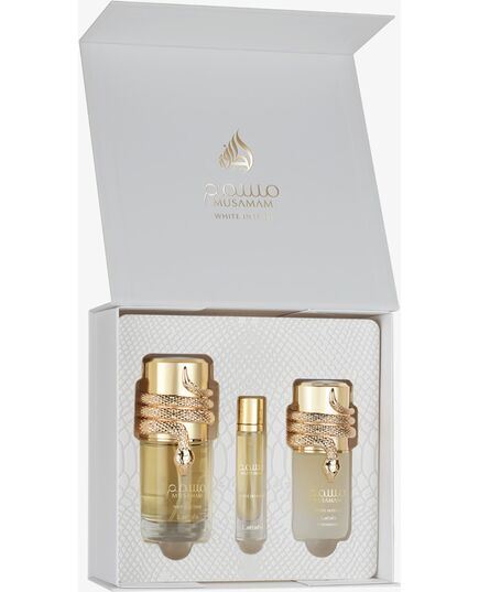LATTAFA MUSAMAM WHITE INTENSE DÁRKOVÁ SADA EDP 100 ML, MINIATURKA EDP 12 ML A VLASOVÁ MLHA 50 ML 100ML